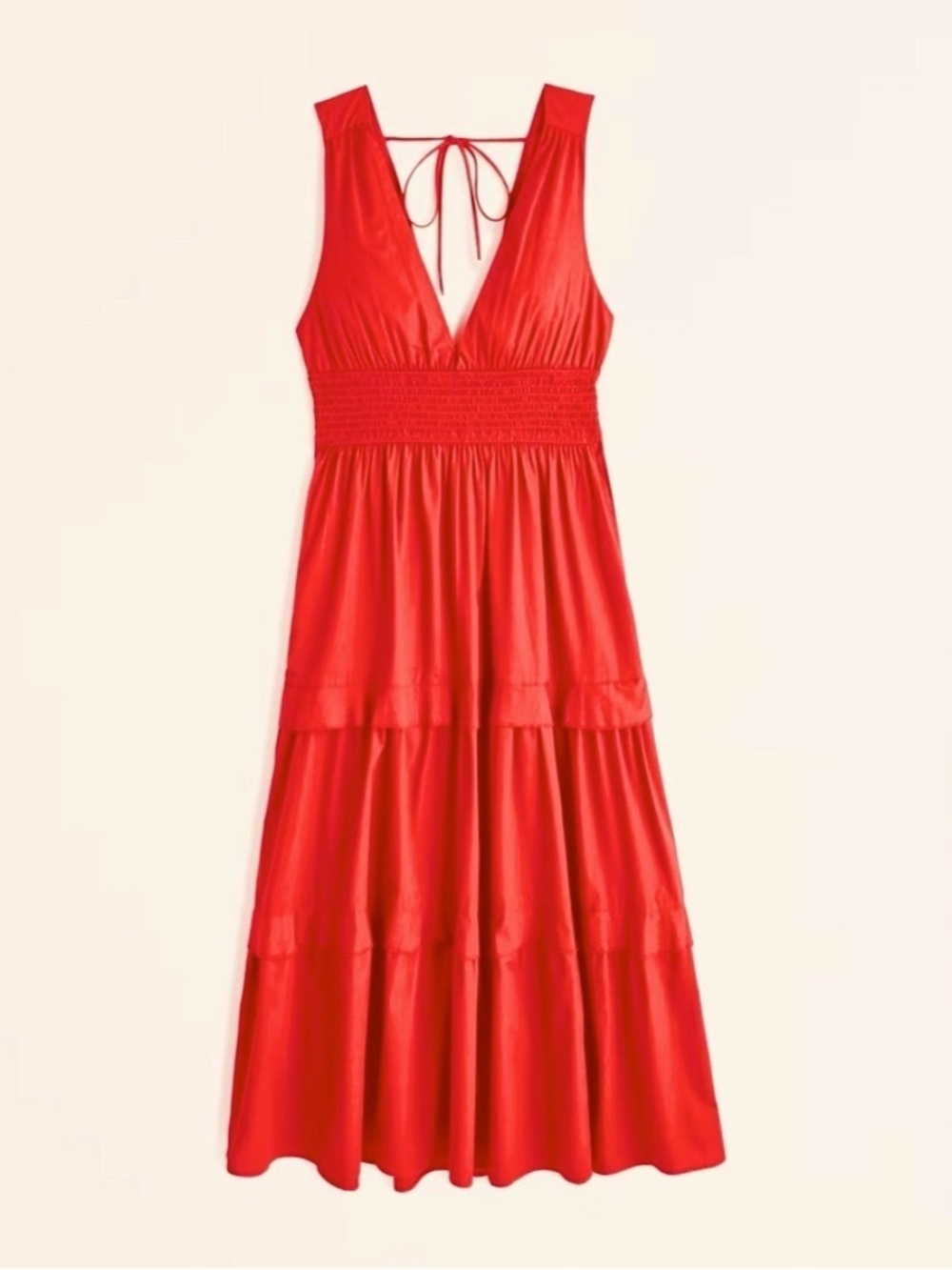 Abercrombie smocked waist tiered maxi dress Coastal Summer Cotton Romantic Sz XL